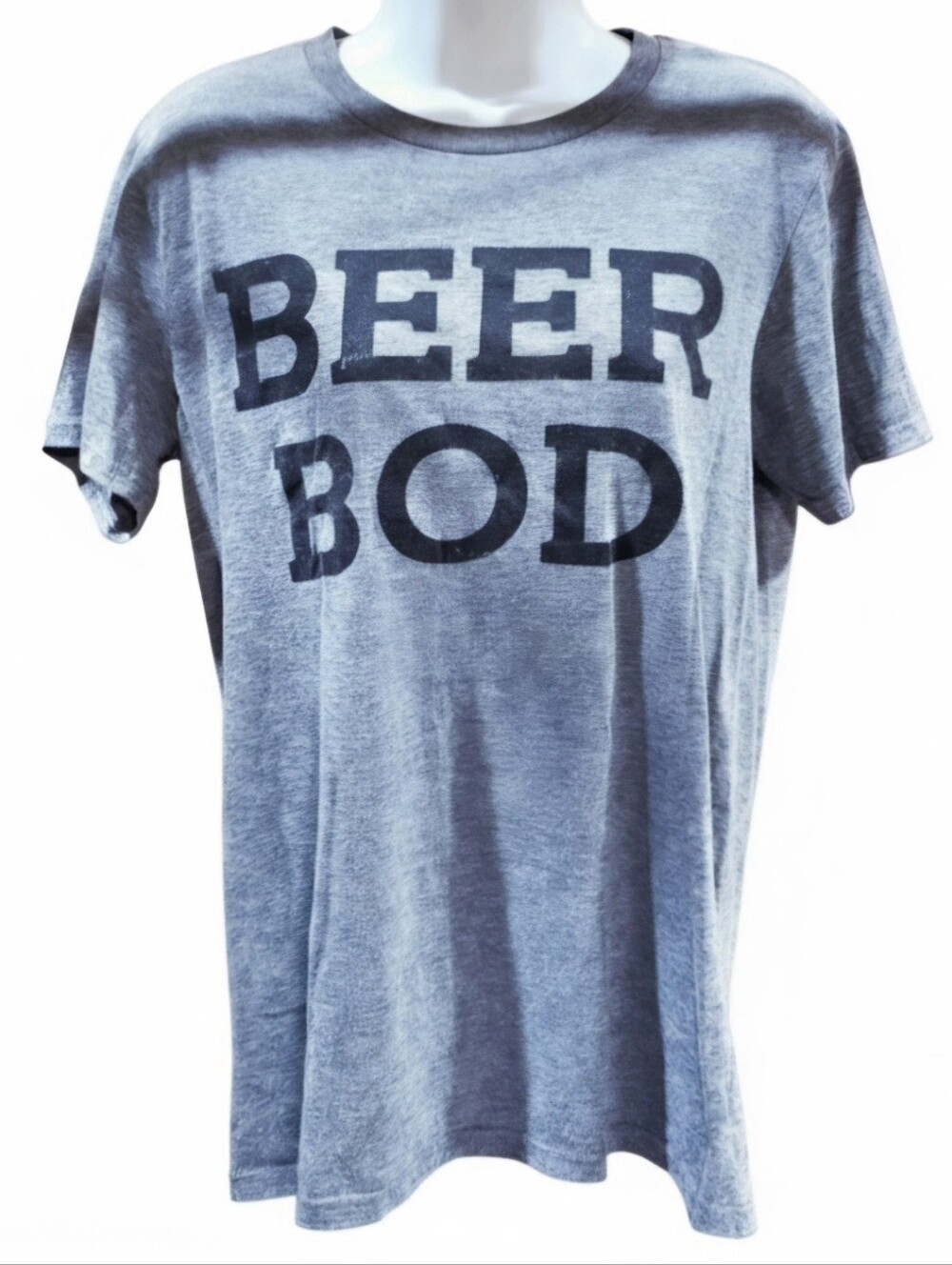 Anvil Beer Bod Heather Gray Novelty Humor Graphic Tee Shirt Medium M unisex